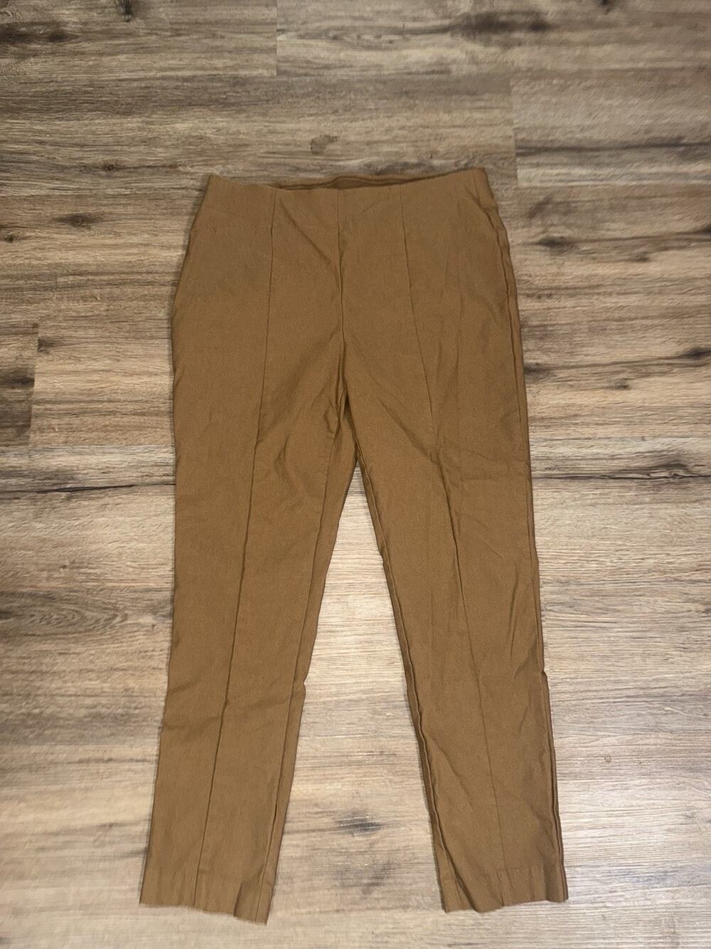 Chicos So Slimming Ankle Pants Size 1.5 US 10 M Tan Brown Pull On Front Seam